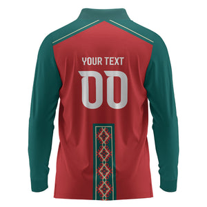 Custom Morocco Heritage Zellige Pattern Long Sleeve Polo Shirt Atlas Lions World Football Supporter Edition