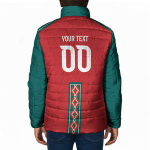 Custom Morocco Heritage Zellige Pattern Padded Jacket Atlas Lions World Football Supporter Edition