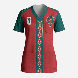 Custom Morocco Heritage Zellige Pattern Scrub Top Atlas Lions World Football Supporter Edition
