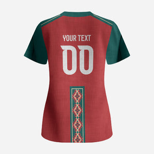 Custom Morocco Heritage Zellige Pattern Scrub Top Atlas Lions World Football Supporter Edition