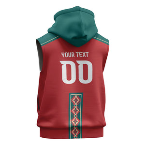 Custom Morocco Heritage Zellige Pattern Sleeveless Hoodie Atlas Lions World Football Supporter Edition