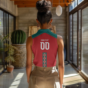 Custom Morocco Heritage Zellige Pattern Women Sleeveless Polo Shirt Atlas Lions World Football Supporter Edition
