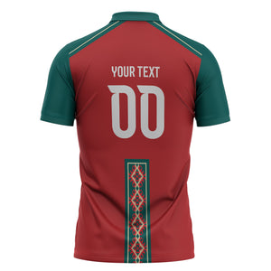 Custom Morocco Heritage Zellige Pattern Zipper Polo Shirt Atlas Lions World Football Supporter Edition