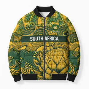 2026 Autumn Rugby Nations South Africa Custom Bomber Puffer Jacket Indigenous Tribal Patchwork Motif