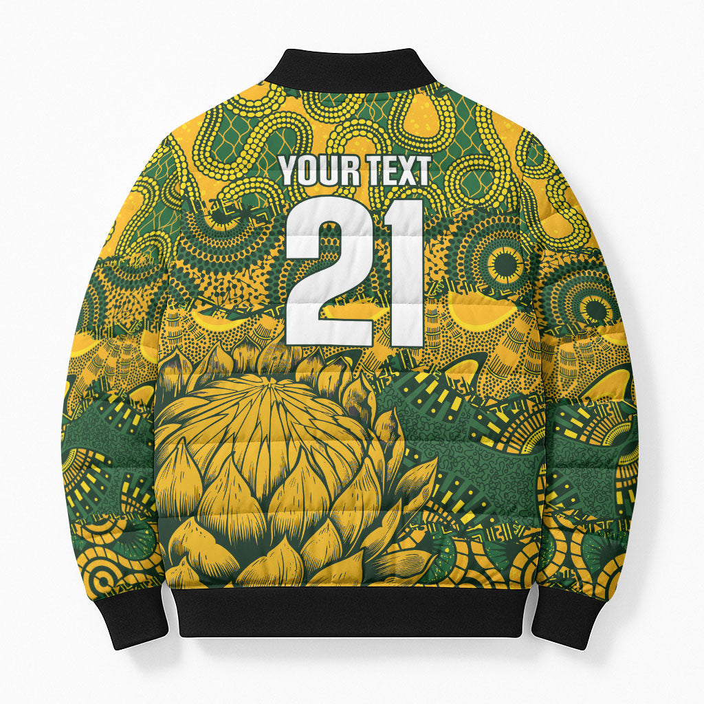 2026 Autumn Rugby Nations South Africa Custom Bomber Puffer Jacket Indigenous Tribal Patchwork Motif