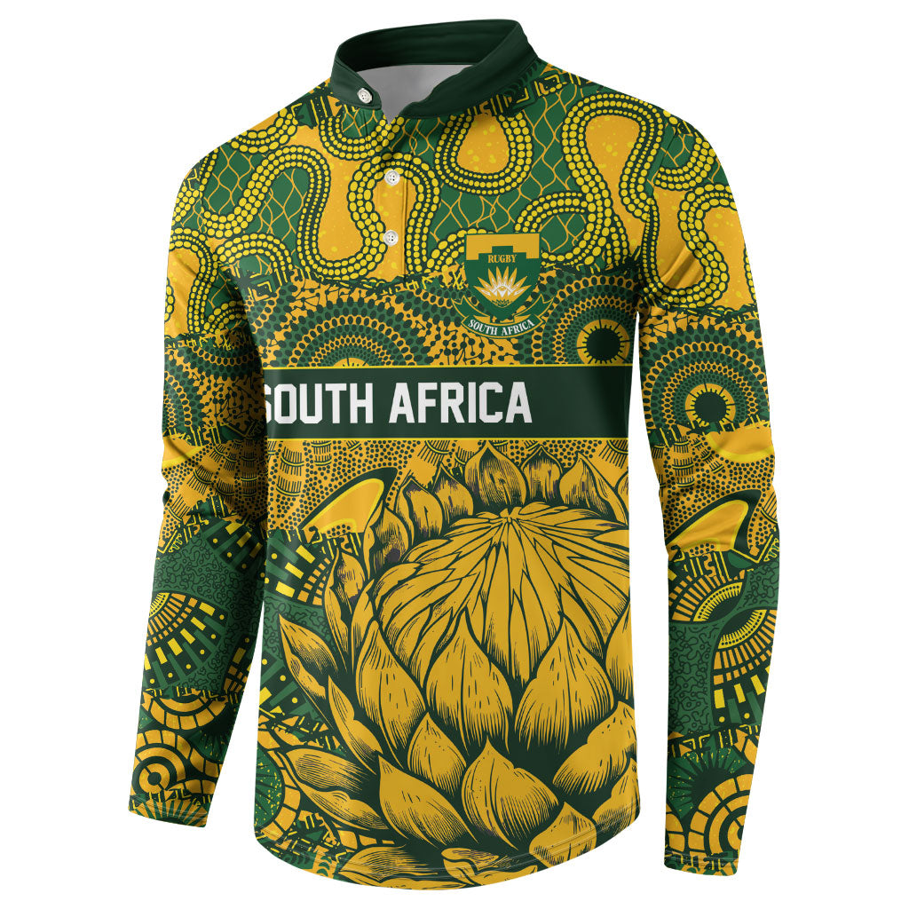 2026 Autumn Rugby Nations South Africa Custom Button Sweatshirt Indigenous Tribal Patchwork Motif