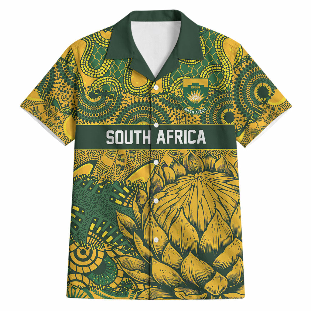 2026 Autumn Rugby Nations South Africa Custom Hawaiian Shirt Indigenous Tribal Patchwork Motif
