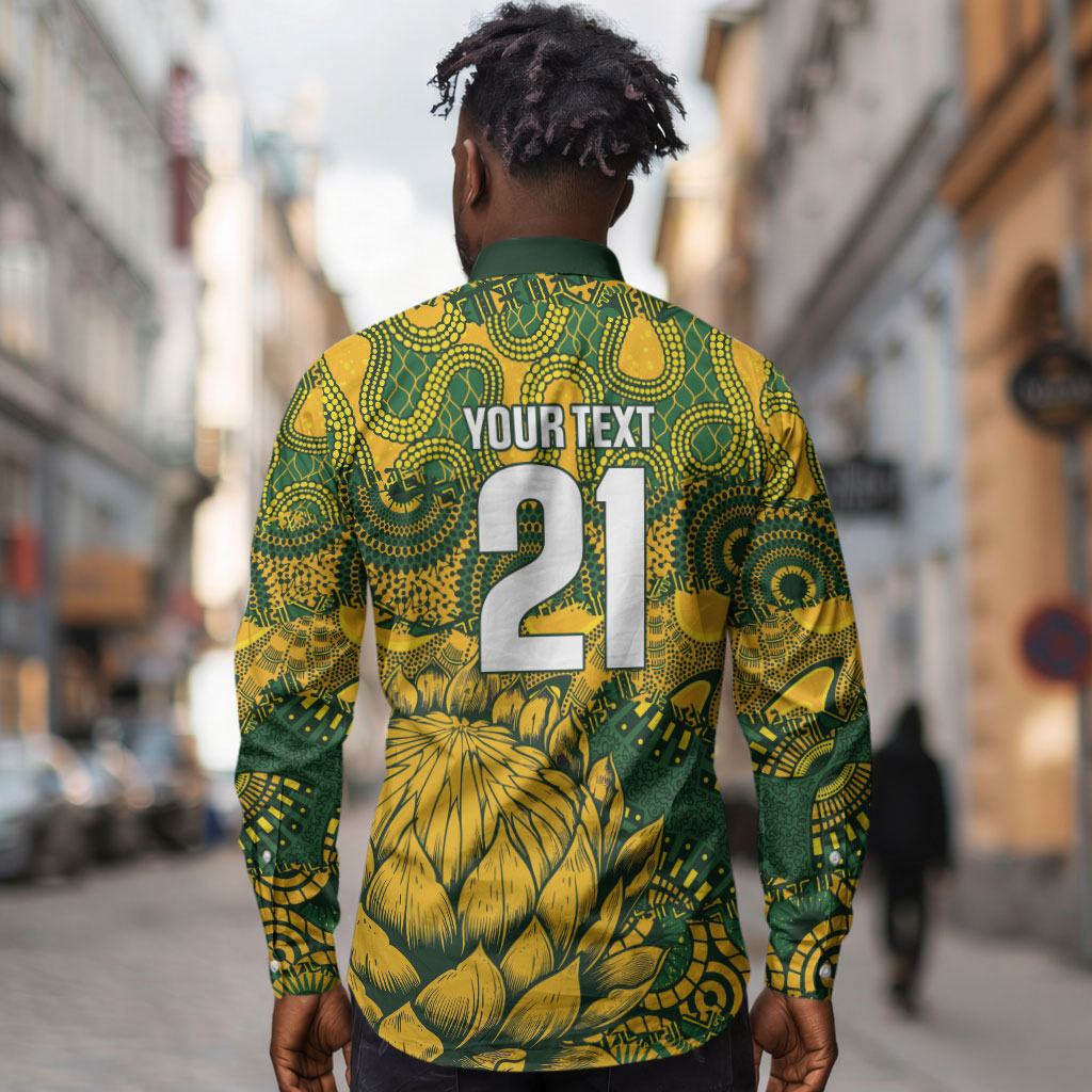 2026 Autumn Rugby Nations South Africa Custom Long Sleeve Button Shirt Indigenous Tribal Patchwork Motif
