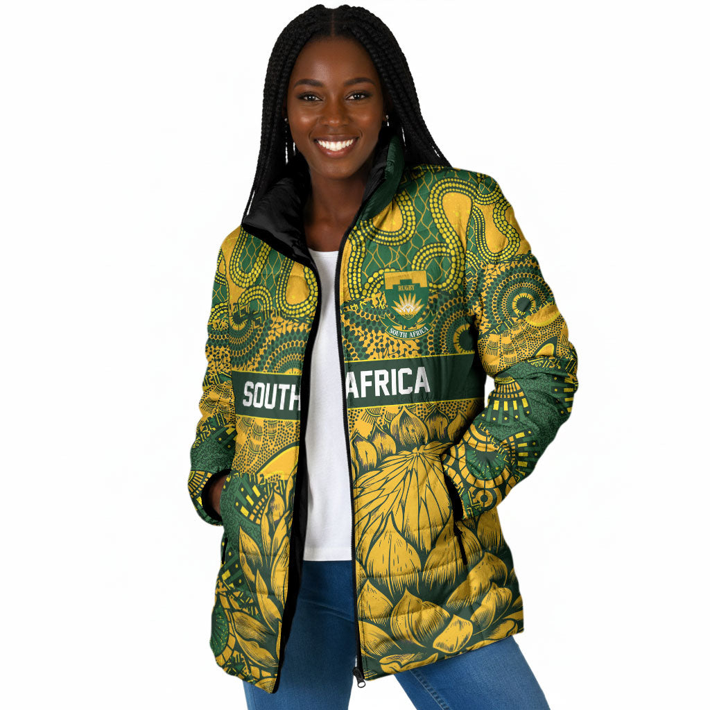 2026 Autumn Rugby Nations South Africa Custom Padded Jacket Indigenous Tribal Patchwork Motif