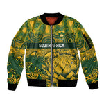 2026 Autumn Rugby Nations South Africa Custom Sleeve Zip Bomber Jacket Indigenous Tribal Patchwork Motif