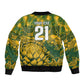 2026 Autumn Rugby Nations South Africa Custom Sleeve Zip Bomber Jacket Indigenous Tribal Patchwork Motif