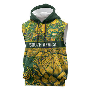 2026 Autumn Rugby Nations South Africa Custom Sleeveless Hoodie Indigenous Tribal Patchwork Motif