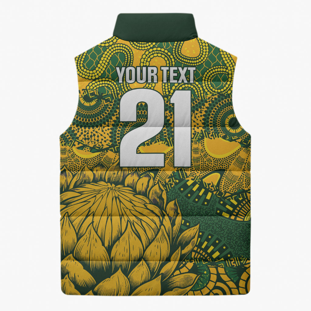 2026 Autumn Rugby Nations South Africa Custom Sleeveless Puffer Jacket Indigenous Tribal Patchwork Motif