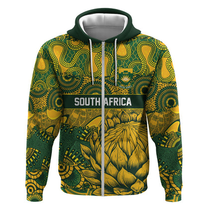 2026 Autumn Rugby Nations South Africa Custom Zip Hoodie Indigenous Tribal Patchwork Motif