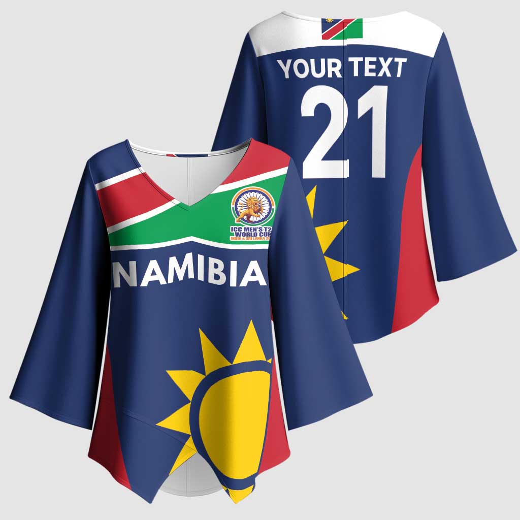 Custom Namibia Cricket Spirit 2026 Kimono Sleeve Blouse World T20 Edition
