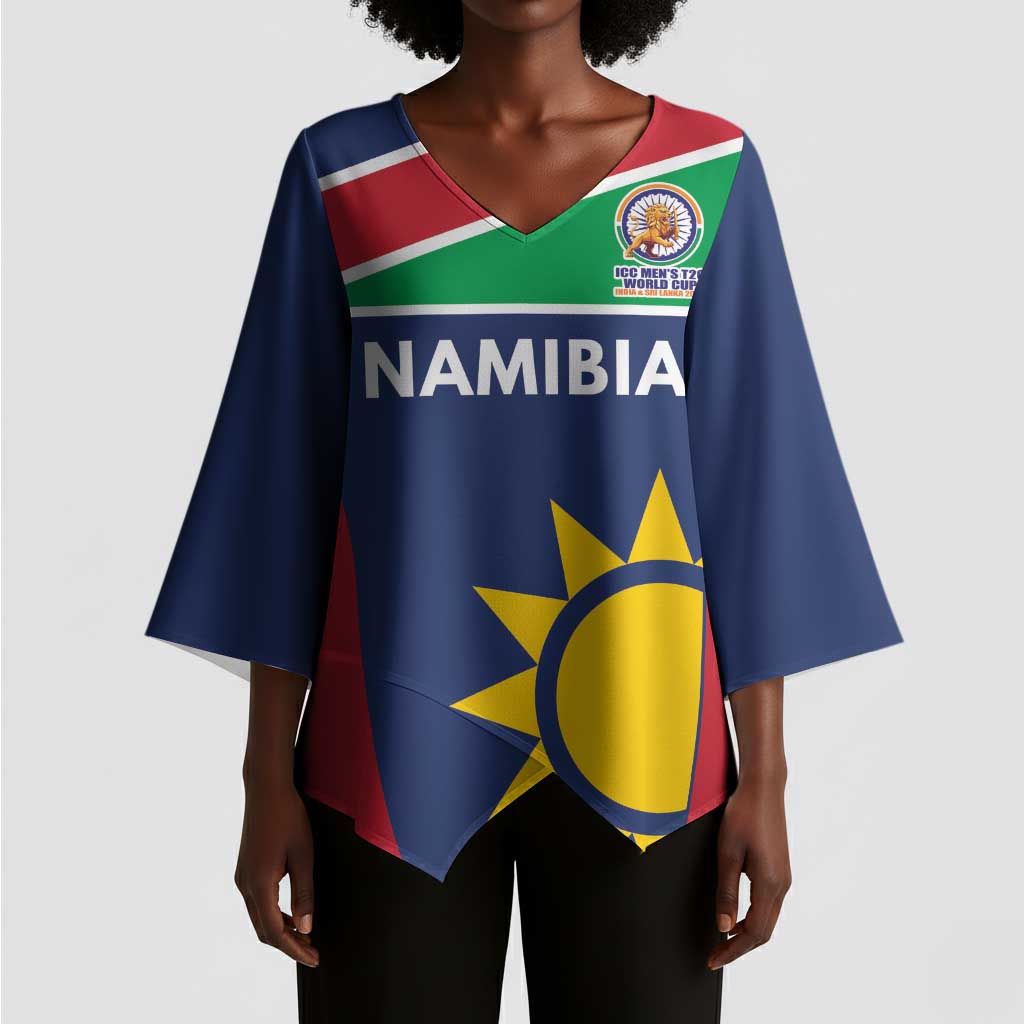 Custom Namibia Cricket Spirit 2026 Kimono Sleeve Blouse World T20 Edition