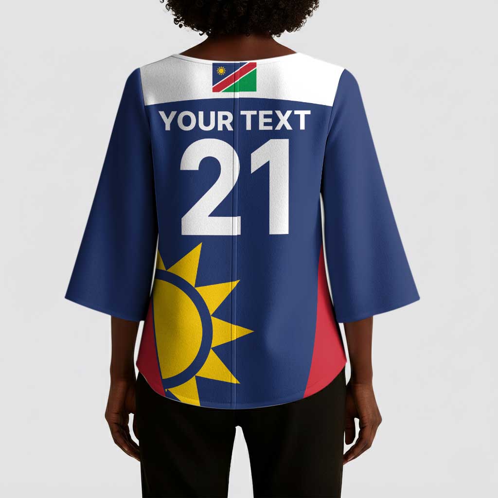 Custom Namibia Cricket Spirit 2026 Kimono Sleeve Blouse World T20 Edition