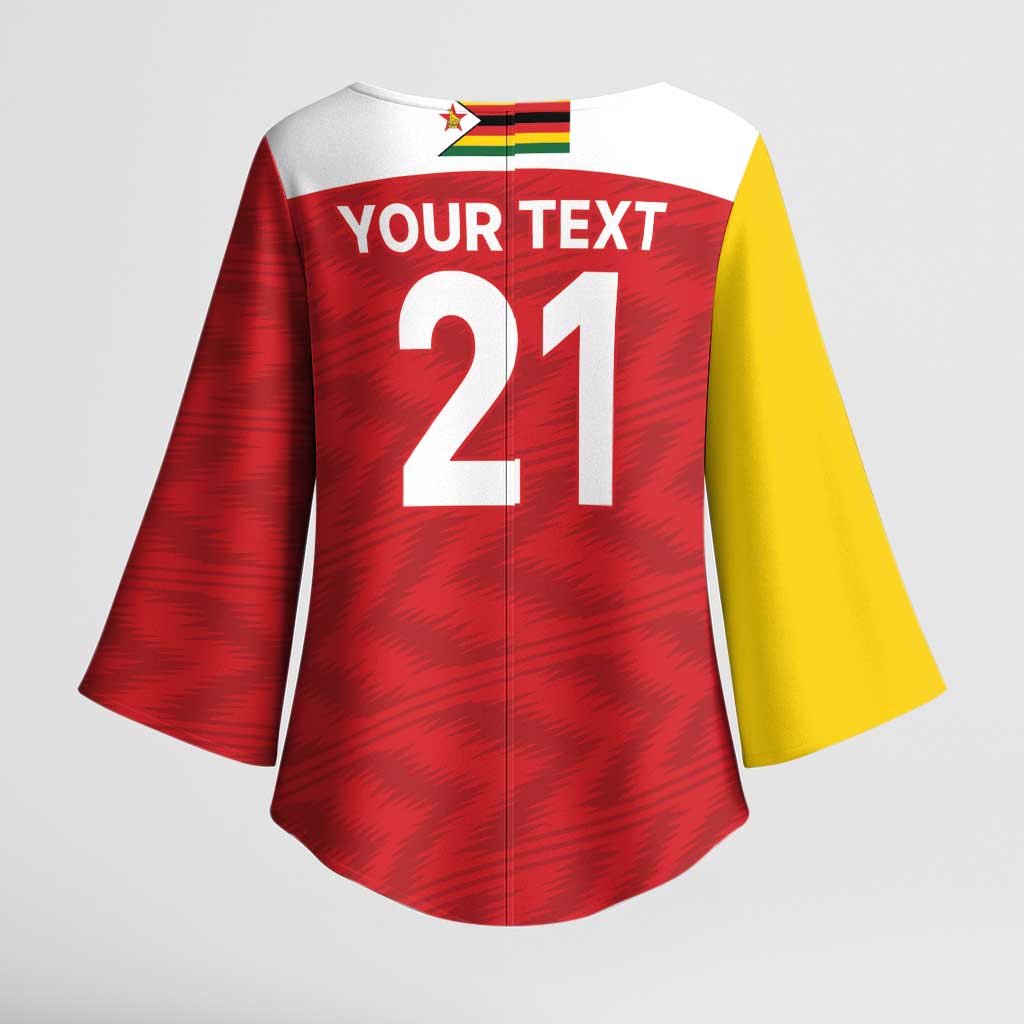 Custom Zimbabwe Cricket Spirit 2026 Kimono Sleeve Blouse World T20 Edition