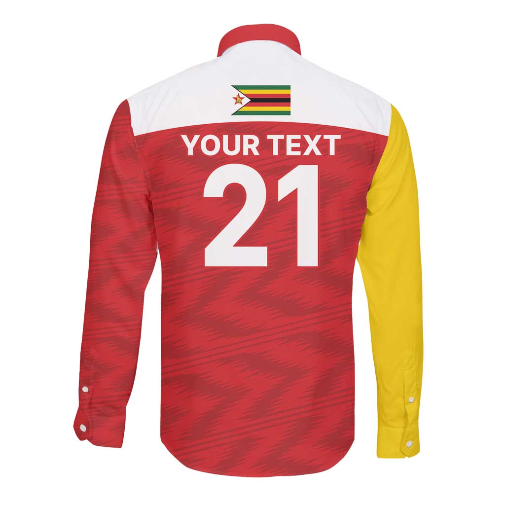 Custom Zimbabwe Cricket Spirit 2026 Long Sleeve Button Shirt World T20 Edition - African Pride