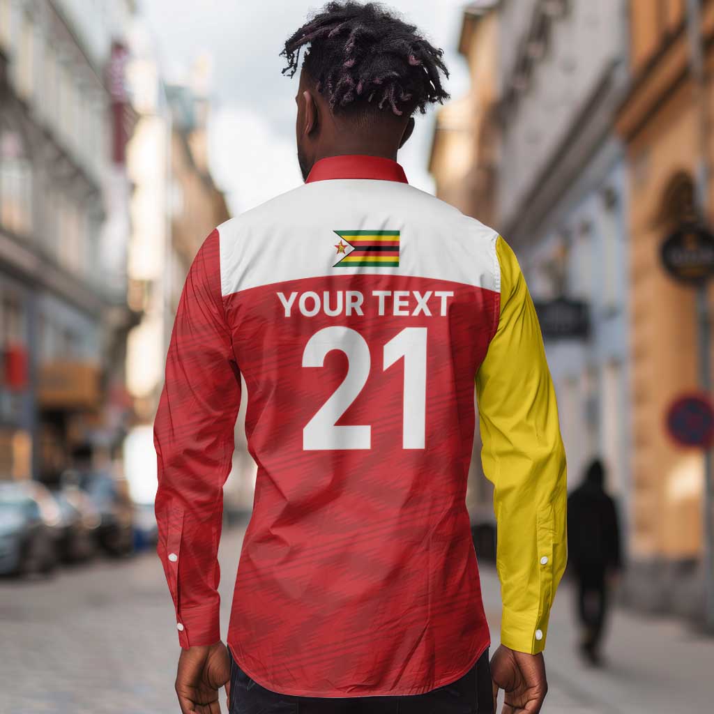 Custom Zimbabwe Cricket Spirit 2026 Long Sleeve Button Shirt World T20 Edition - African Pride