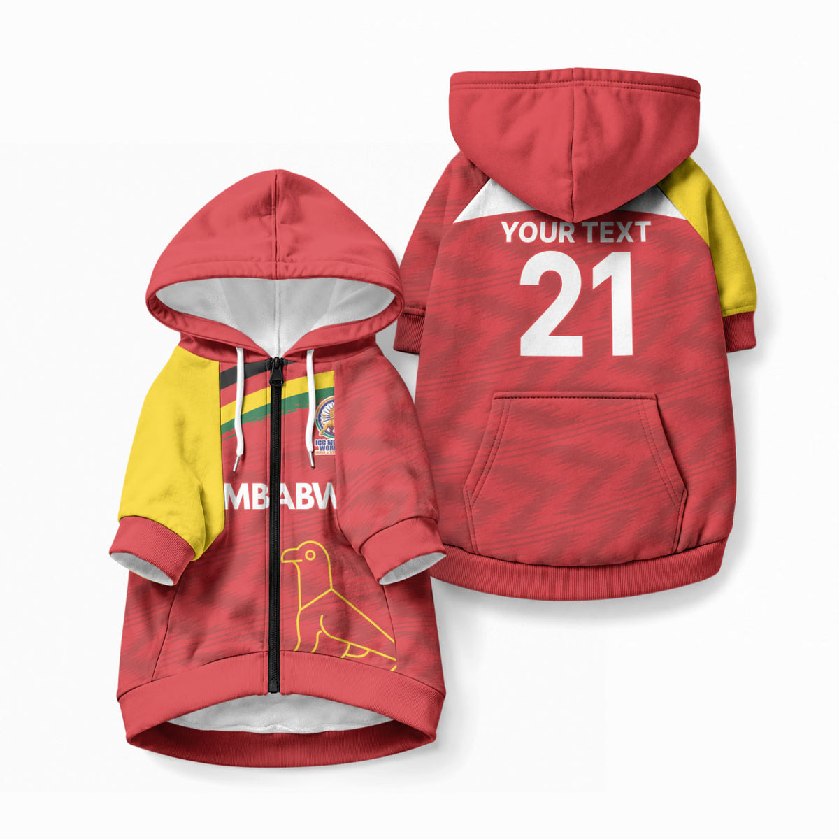 Custom Zimbabwe Cricket Spirit 2026 Pet Hoodie World T20 Edition