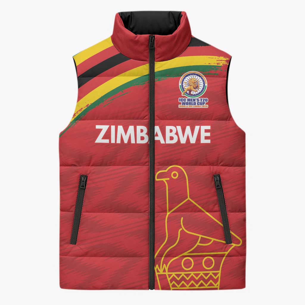 Custom Zimbabwe Cricket Spirit 2026 Sleeveless Puffer Jacket World T20 Edition