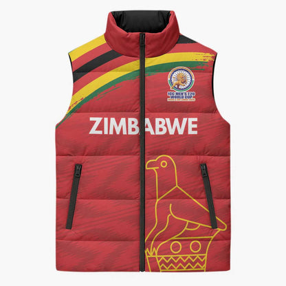Custom Zimbabwe Cricket Spirit 2026 Sleeveless Puffer Jacket World T20 Edition