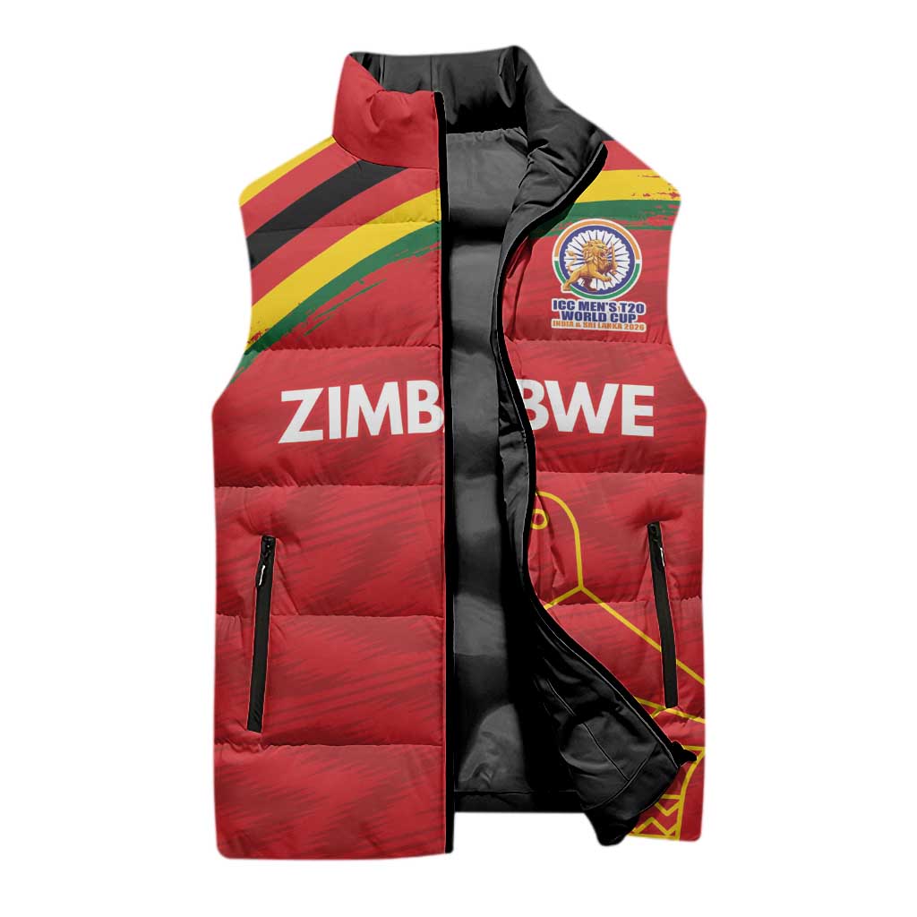 Custom Zimbabwe Cricket Spirit 2026 Sleeveless Puffer Jacket World T20 Edition