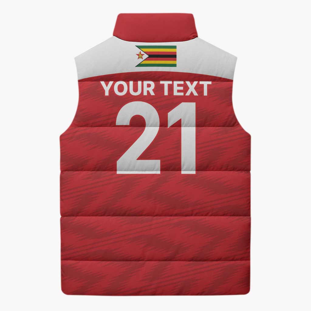 Custom Zimbabwe Cricket Spirit 2026 Sleeveless Puffer Jacket World T20 Edition