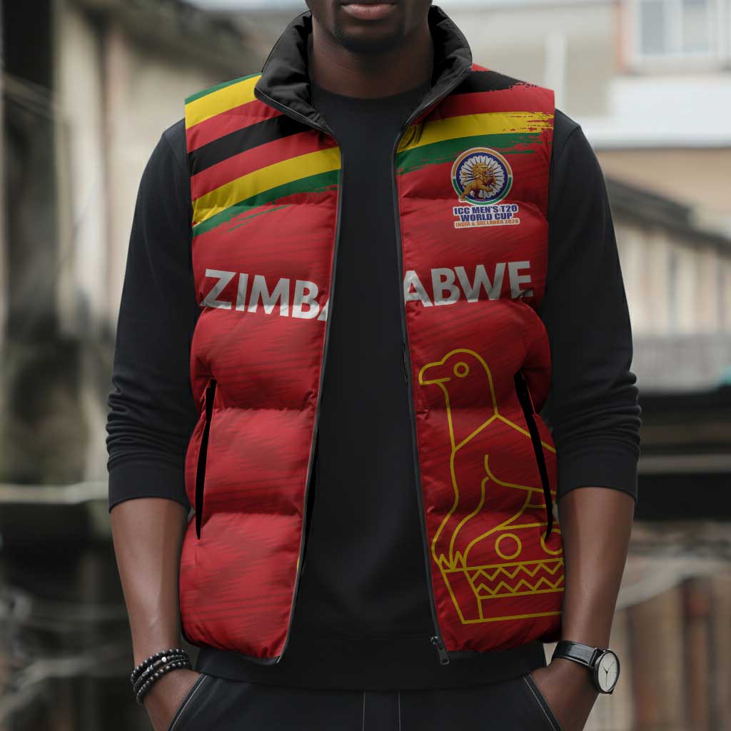 Custom Zimbabwe Cricket Spirit 2026 Sleeveless Puffer Jacket World T20 Edition