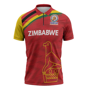 Custom Zimbabwe Cricket Spirit 2026 Zipper Polo Shirt World T20 Edition