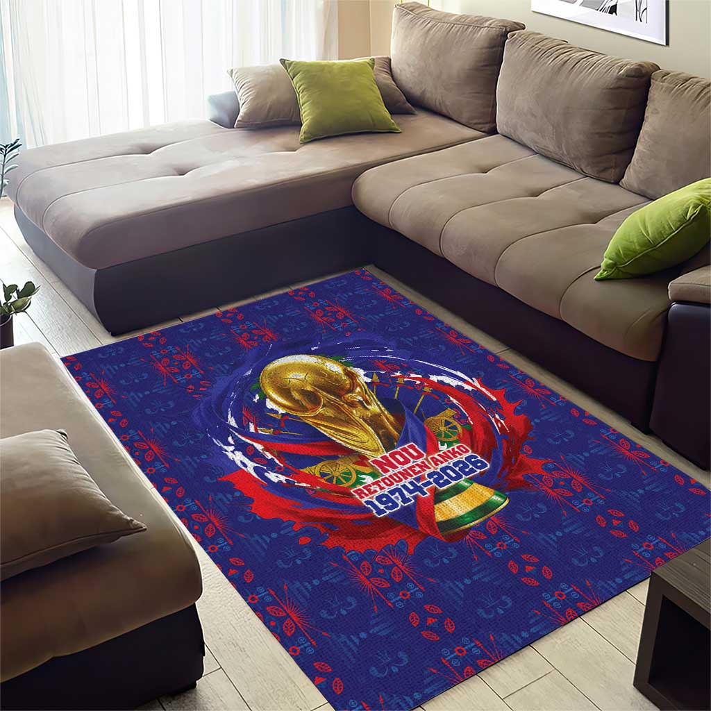 Haiti Grenadye Alaso Area Rug Blue Nou Retounen Anko 1974-2026 - African Pride