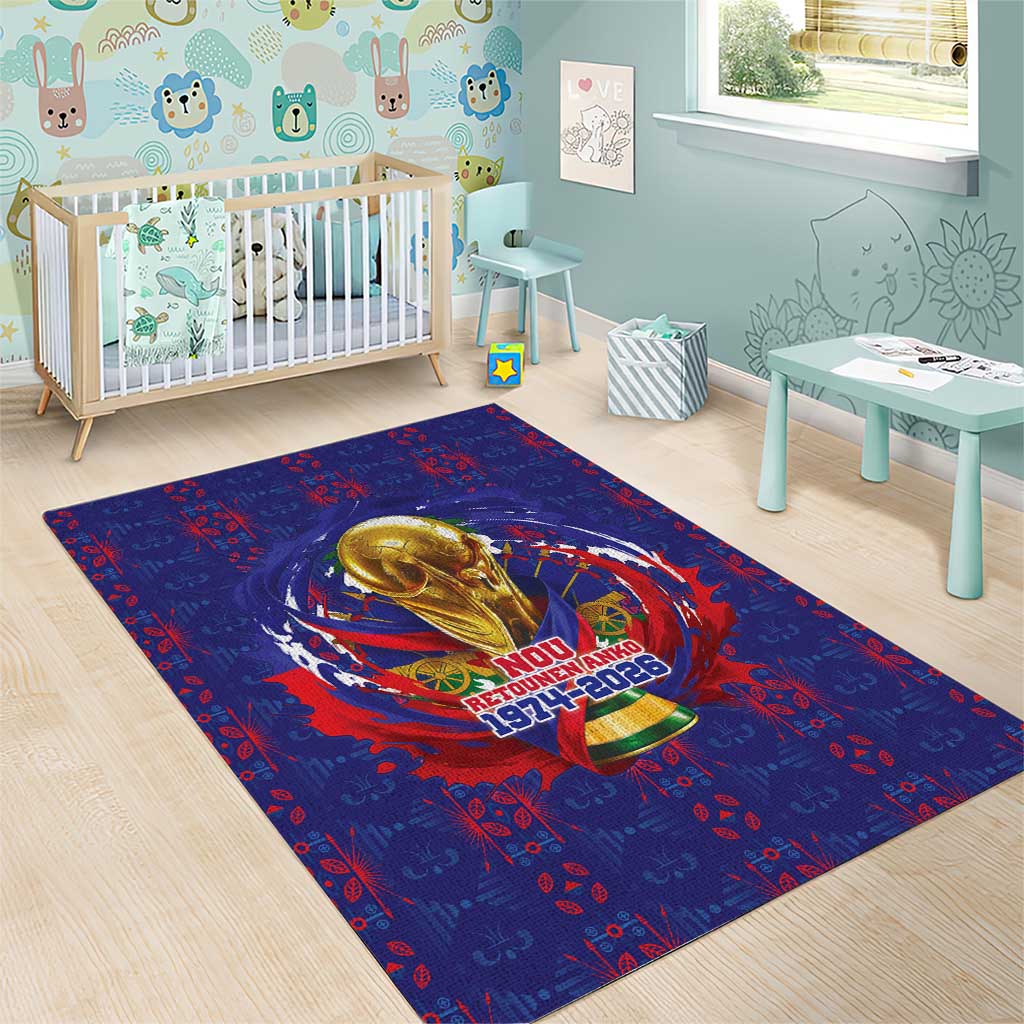 Haiti Grenadye Alaso Area Rug Blue Nou Retounen Anko 1974-2026 - African Pride