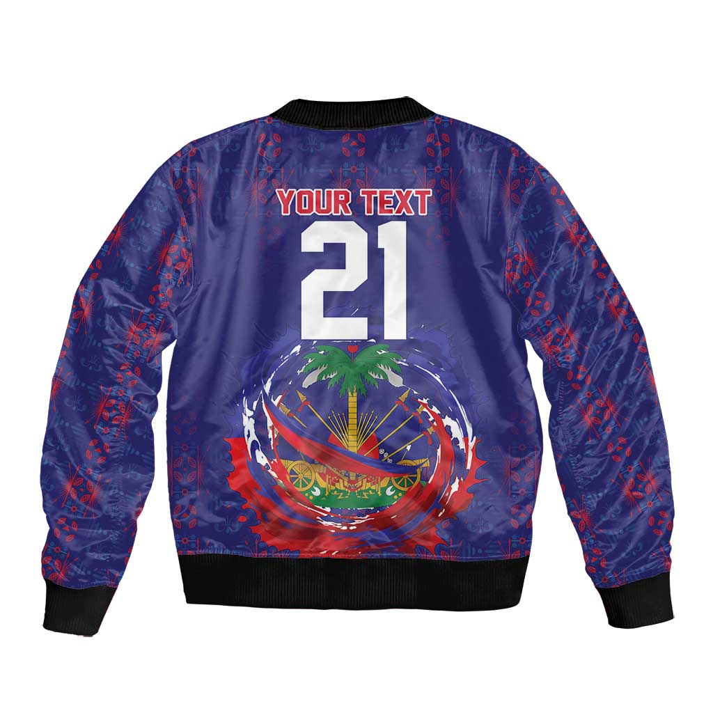 Custom Haiti Grenadye Alaso Bomber Jacket Blue Nou Retounen Anko 1974-2026 - African Pride