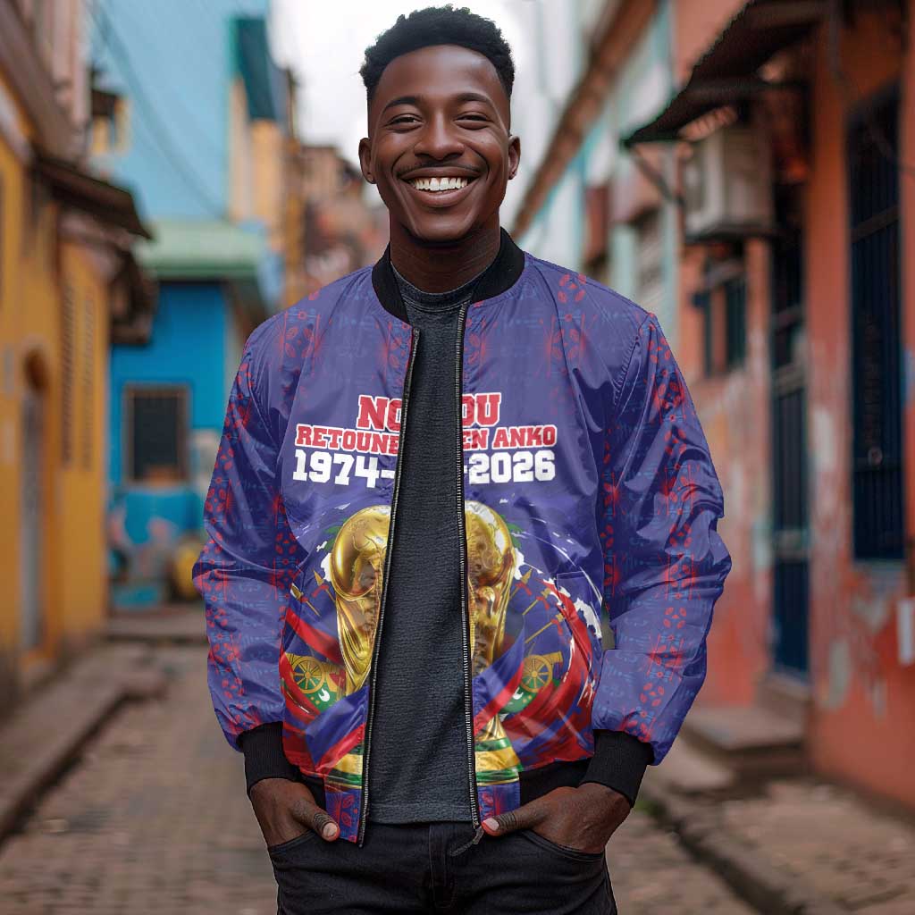 Custom Haiti Grenadye Alaso Bomber Jacket Blue Nou Retounen Anko 1974-2026 - African Pride