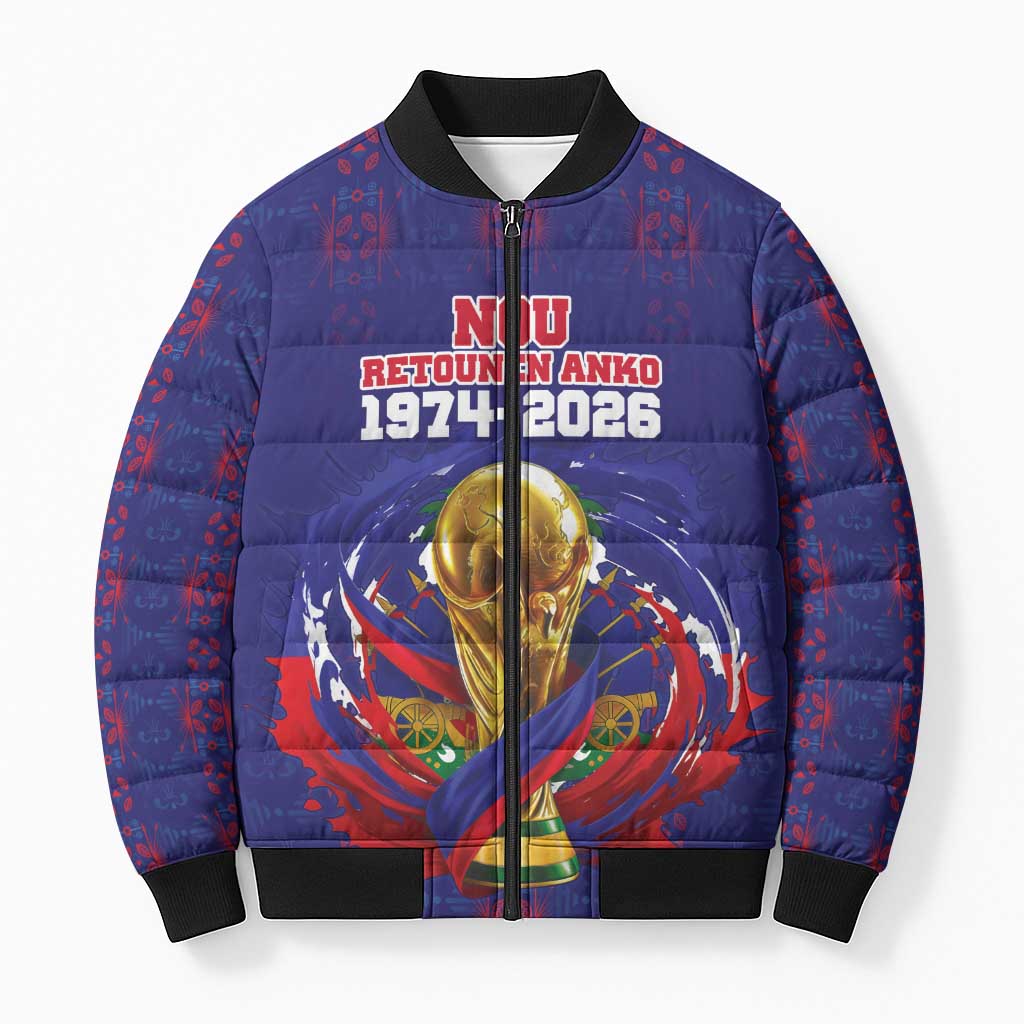Custom Haiti Grenadye Alaso Bomber Puffer Jacket Blue Nou Retounen Anko 1974-2026 - African Pride