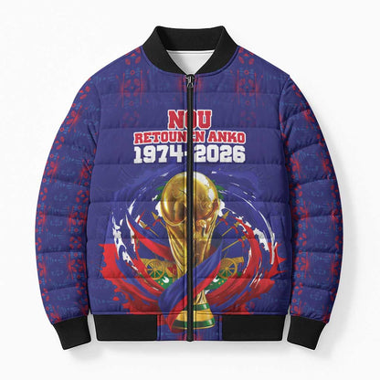 Custom Haiti Grenadye Alaso Bomber Puffer Jacket Blue Nou Retounen Anko 1974-2026 - African Pride