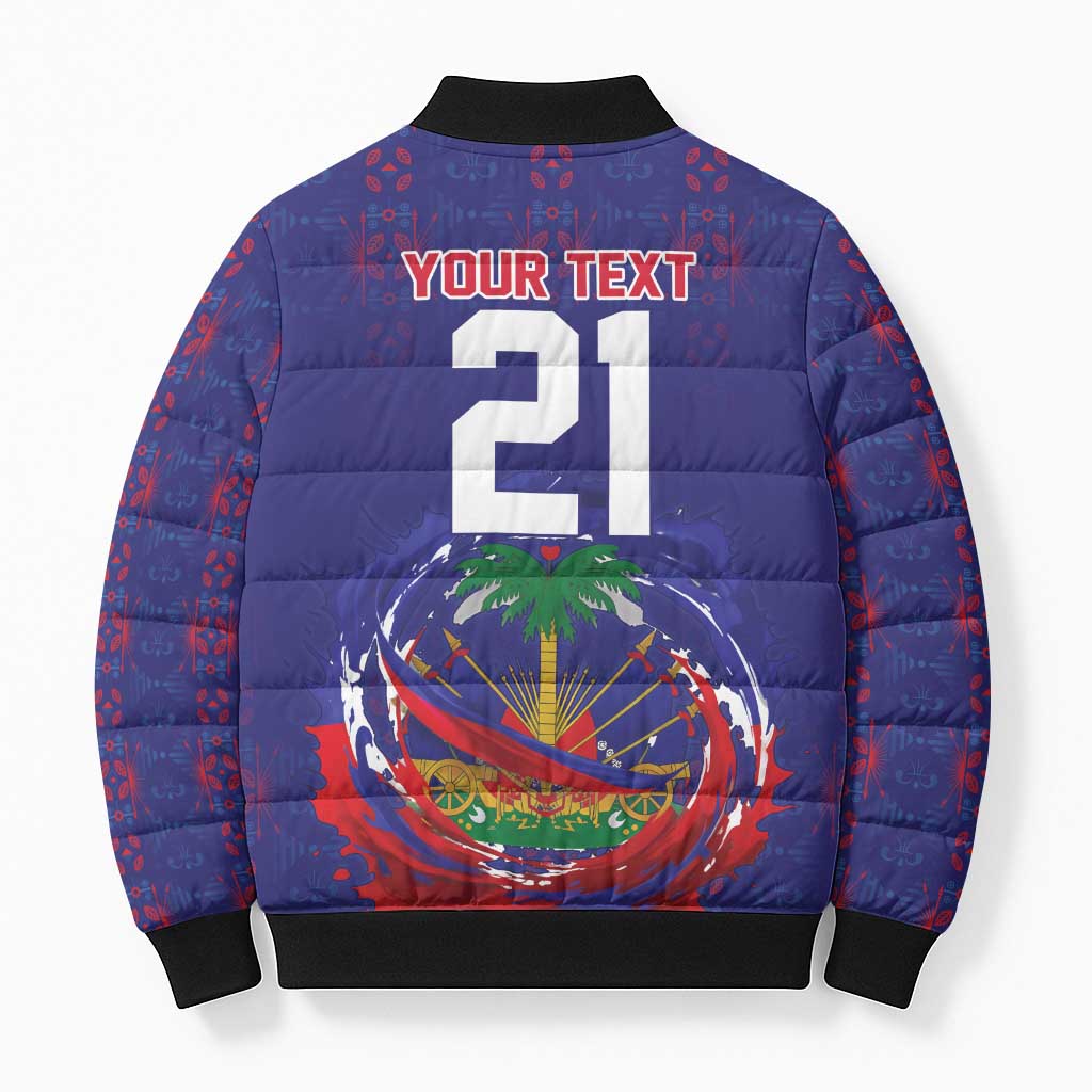 Custom Haiti Grenadye Alaso Bomber Puffer Jacket Blue Nou Retounen Anko 1974-2026 - African Pride