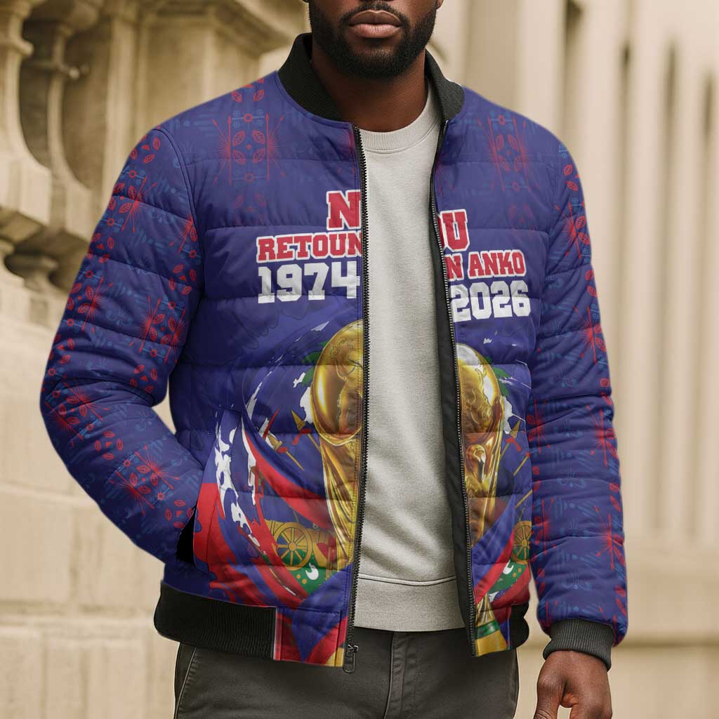 Custom Haiti Grenadye Alaso Bomber Puffer Jacket Blue Nou Retounen Anko 1974-2026 - African Pride