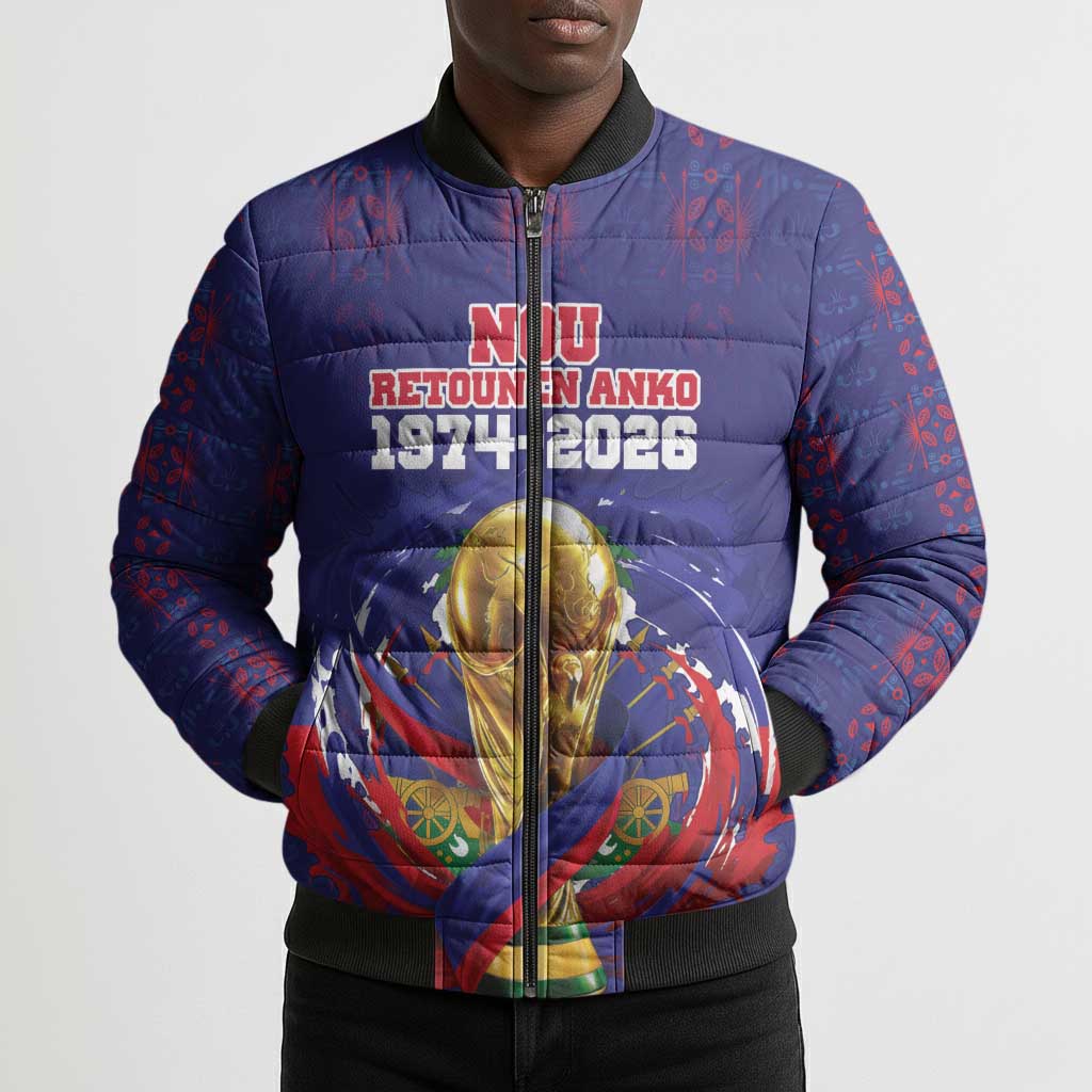 Custom Haiti Grenadye Alaso Bomber Puffer Jacket Blue Nou Retounen Anko 1974-2026 - African Pride