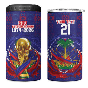 Custom Haiti Grenadye Alaso 4 in 1 Can Cooler Tumbler Blue Nou Retounen Anko 1974-2026 - African Pride