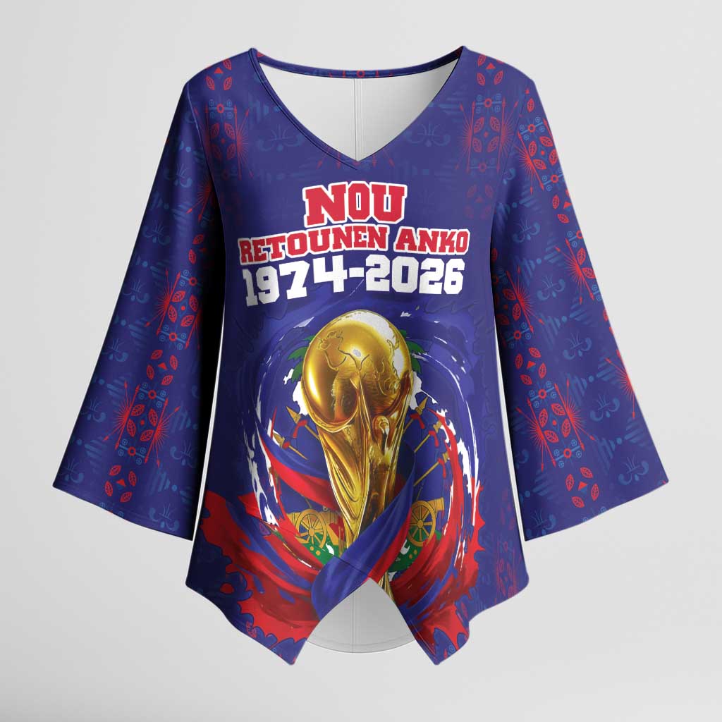 Custom Haiti Grenadye Alaso Kimono Sleeve Blouse Blue Nou Retounen Anko 1974-2026 - African Pride