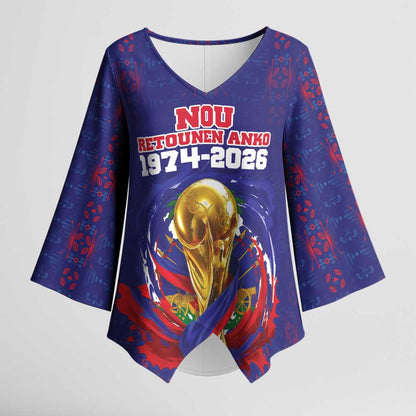 Custom Haiti Grenadye Alaso Kimono Sleeve Blouse Blue Nou Retounen Anko 1974-2026 - African Pride