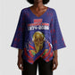Custom Haiti Grenadye Alaso Kimono Sleeve Blouse Blue Nou Retounen Anko 1974-2026 - African Pride