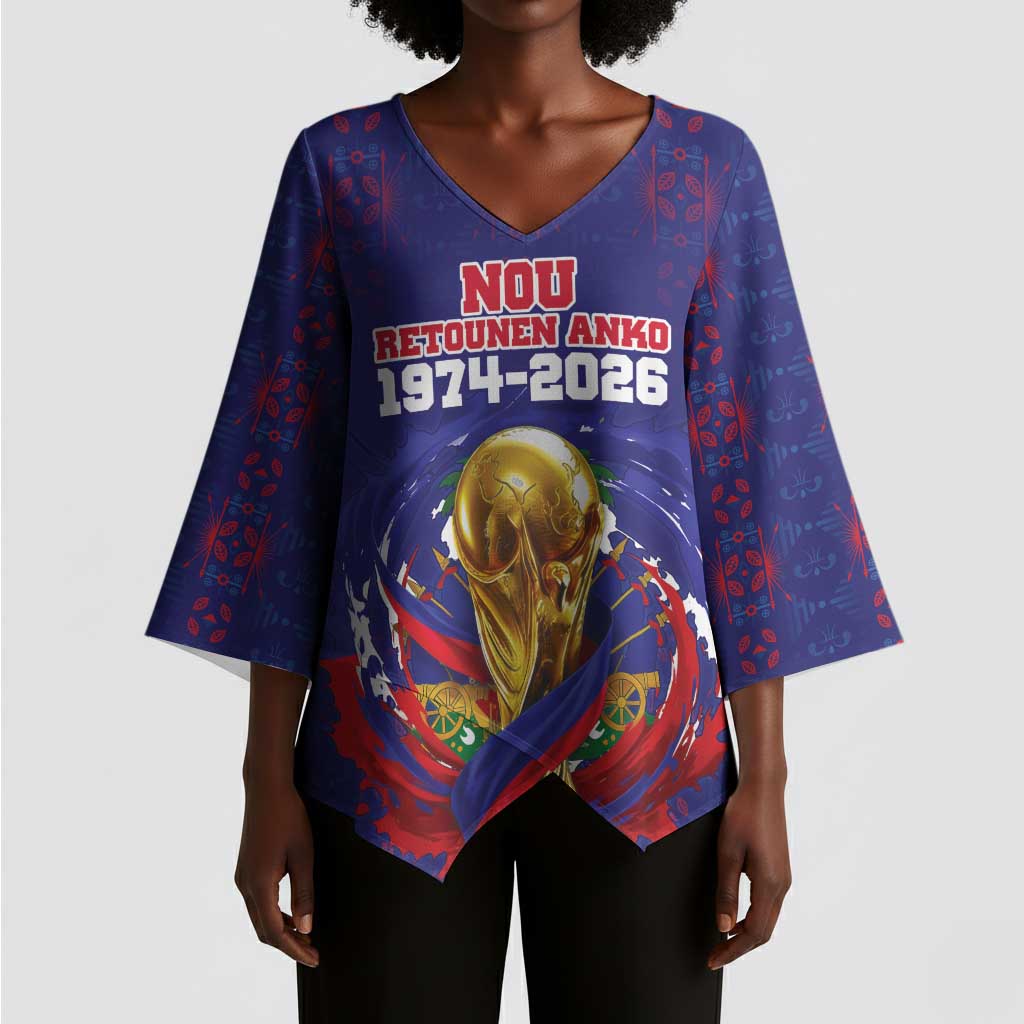Custom Haiti Grenadye Alaso Kimono Sleeve Blouse Blue Nou Retounen Anko 1974-2026 - African Pride
