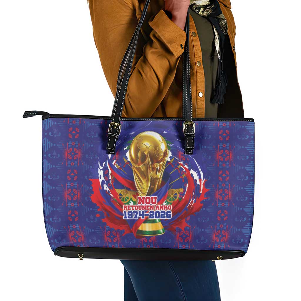 Haiti Grenadye Alaso Leather Tote Bag Blue Nou Retounen Anko 1974-2026 - African Pride