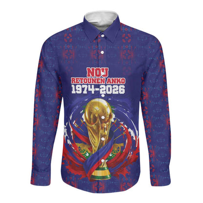 Custom Haiti Grenadye Alaso Long Sleeve Button Shirt Blue Nou Retounen Anko 1974-2026 - African Pride