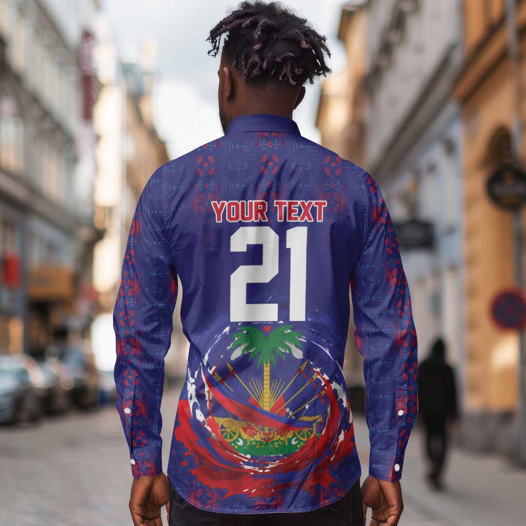 Custom Haiti Grenadye Alaso Long Sleeve Button Shirt Blue Nou Retounen Anko 1974-2026 - African Pride