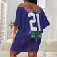 Custom Haiti Grenadye Alaso Off Shoulder Short Dress Blue Nou Retounen Anko 1974-2026 - African Pride