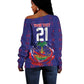 Custom Haiti Grenadye Alaso Off Shoulder Sweater Blue Nou Retounen Anko 1974-2026 - African Pride